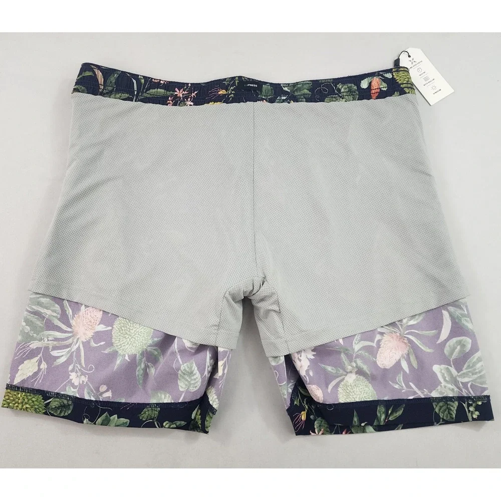 Express swimwear swim trunks shorts Extra Large XL navy floral pocket $68 mens